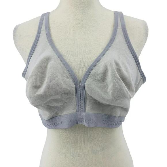 Lane Bryant Cacique Grey Cotton Lightly Lined No-Wire Full Coverage Bra 44C - Picture 1 of 8